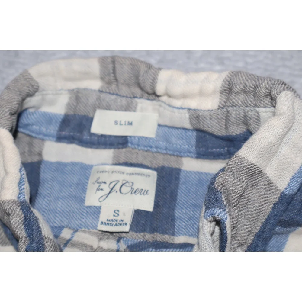 J.Crew Lined Shirt Mens Small Blue Plaid Slim Fit Long Sleeve Cotton Button Down